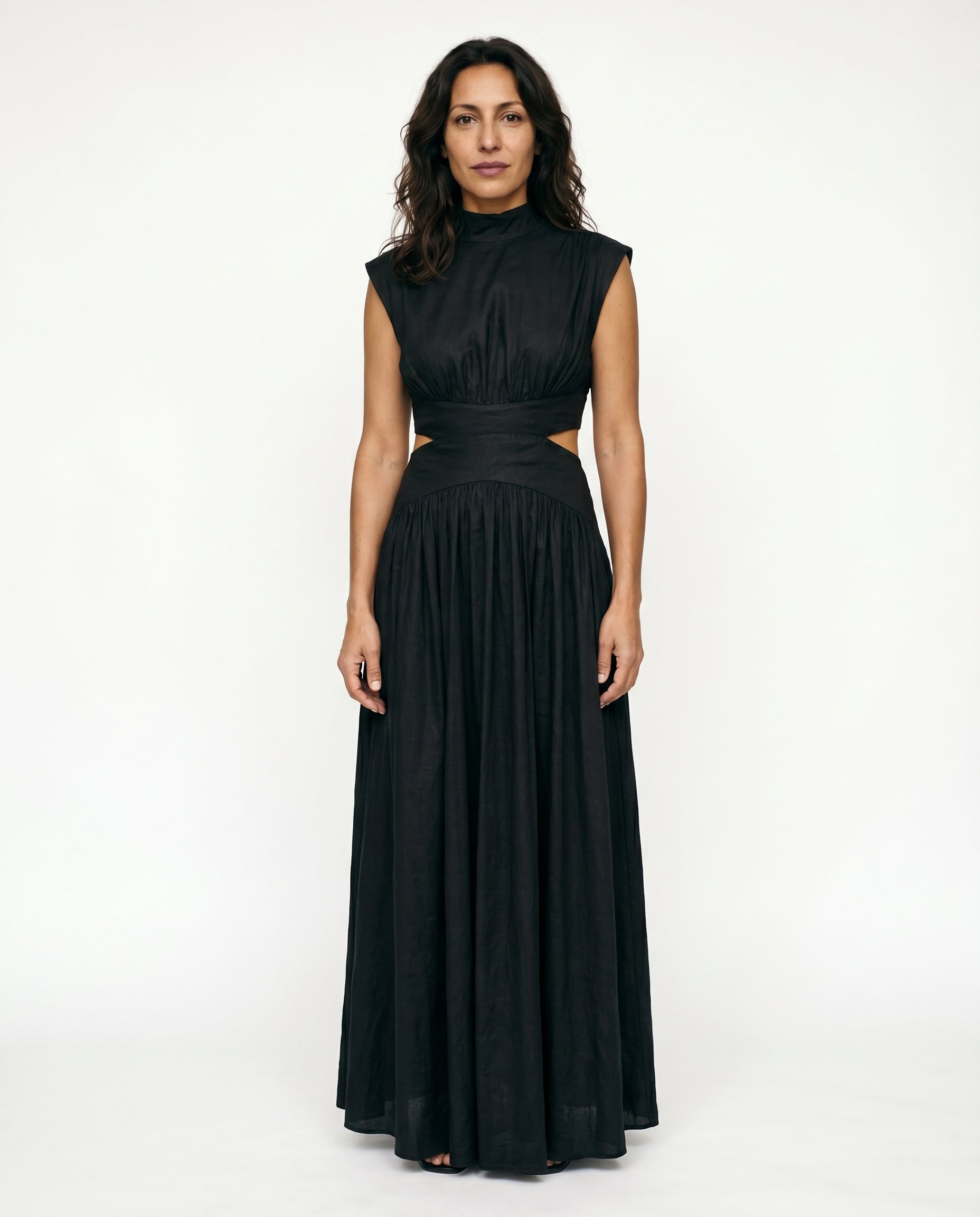 Ella - Cutout Waist High Neck Maxi Dress