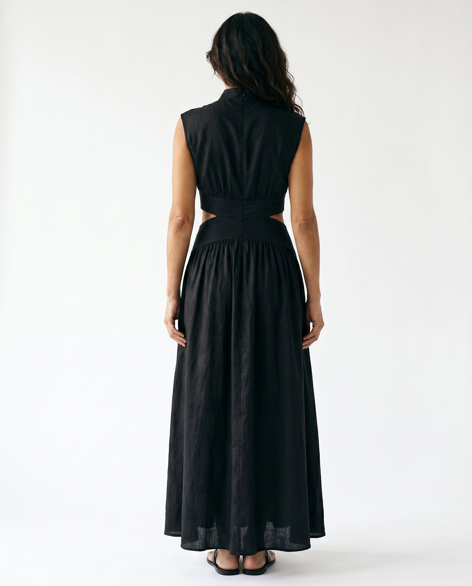 Ella - Cutout Waist High Neck Maxi Dress