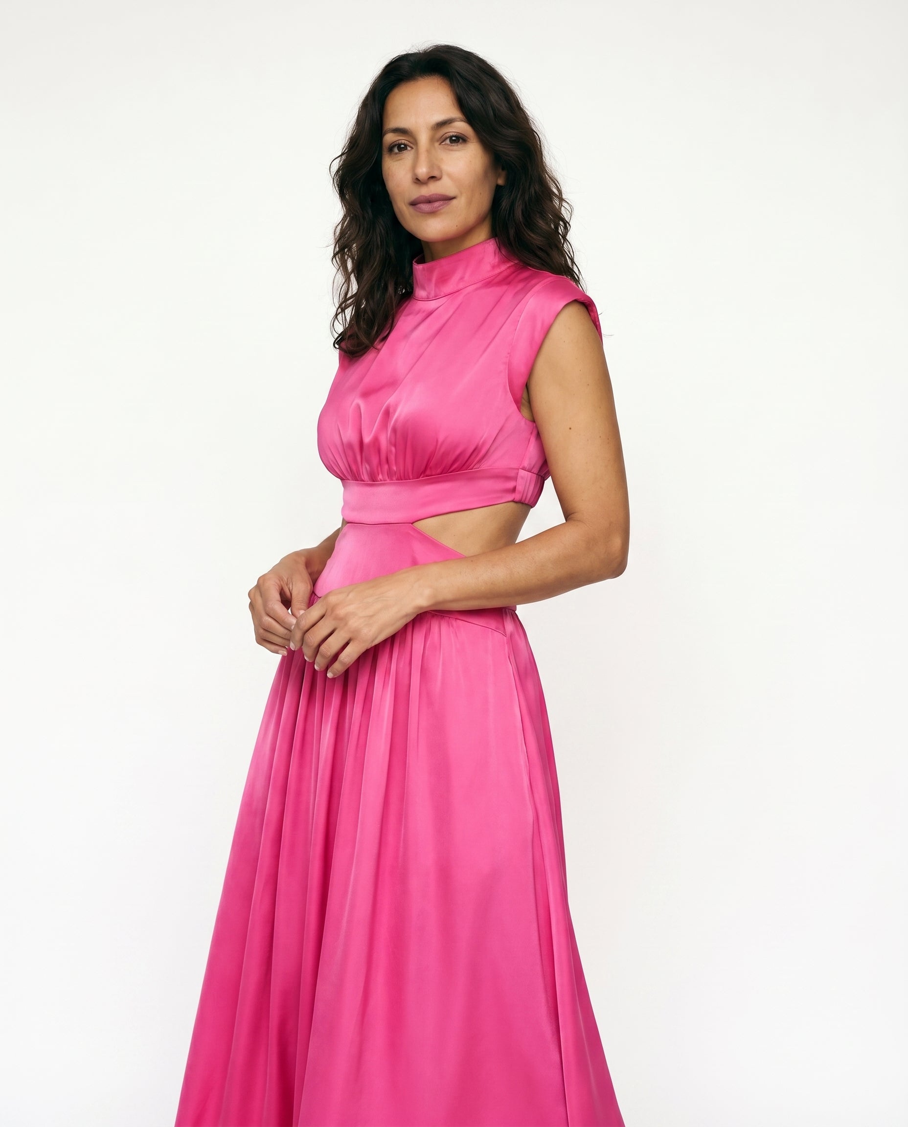 Ella - Cutout Waist High Neck Maxi Dress