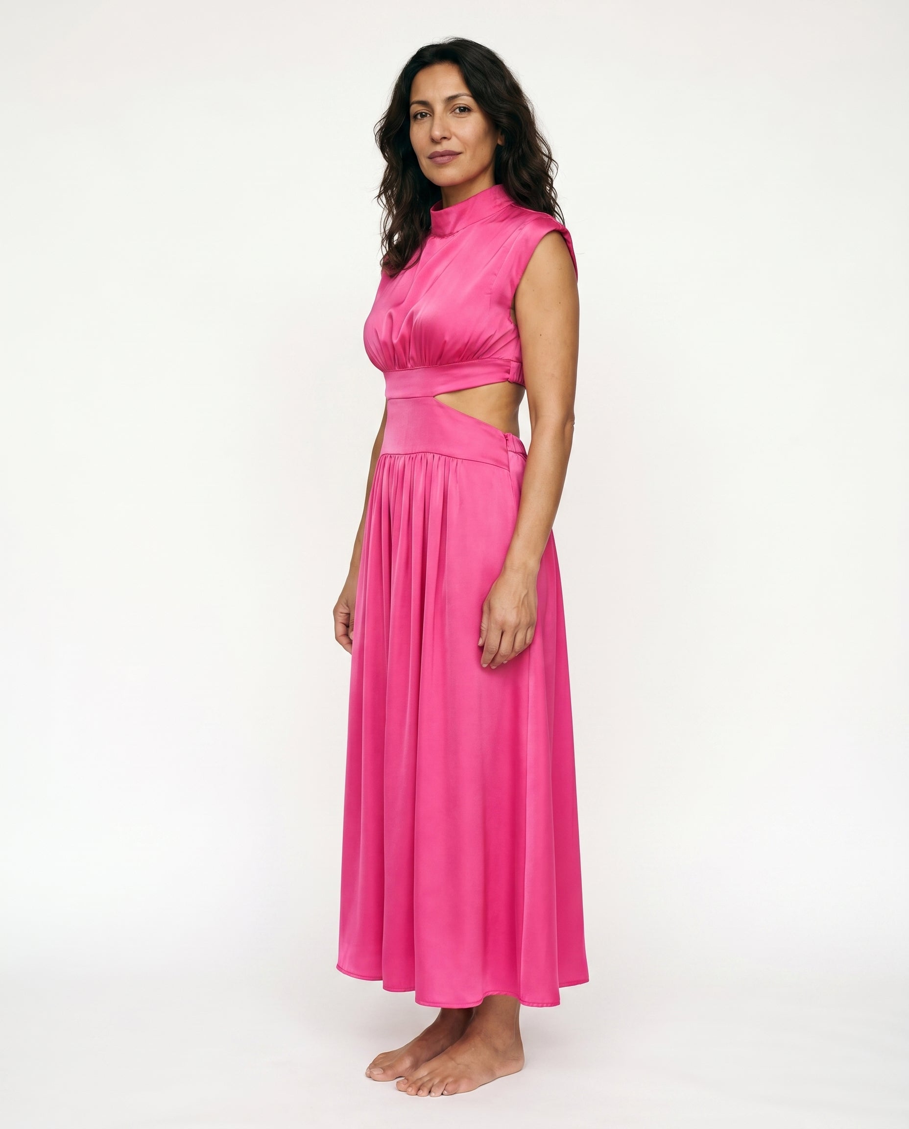 Ella - Cutout Waist High Neck Maxi Dress