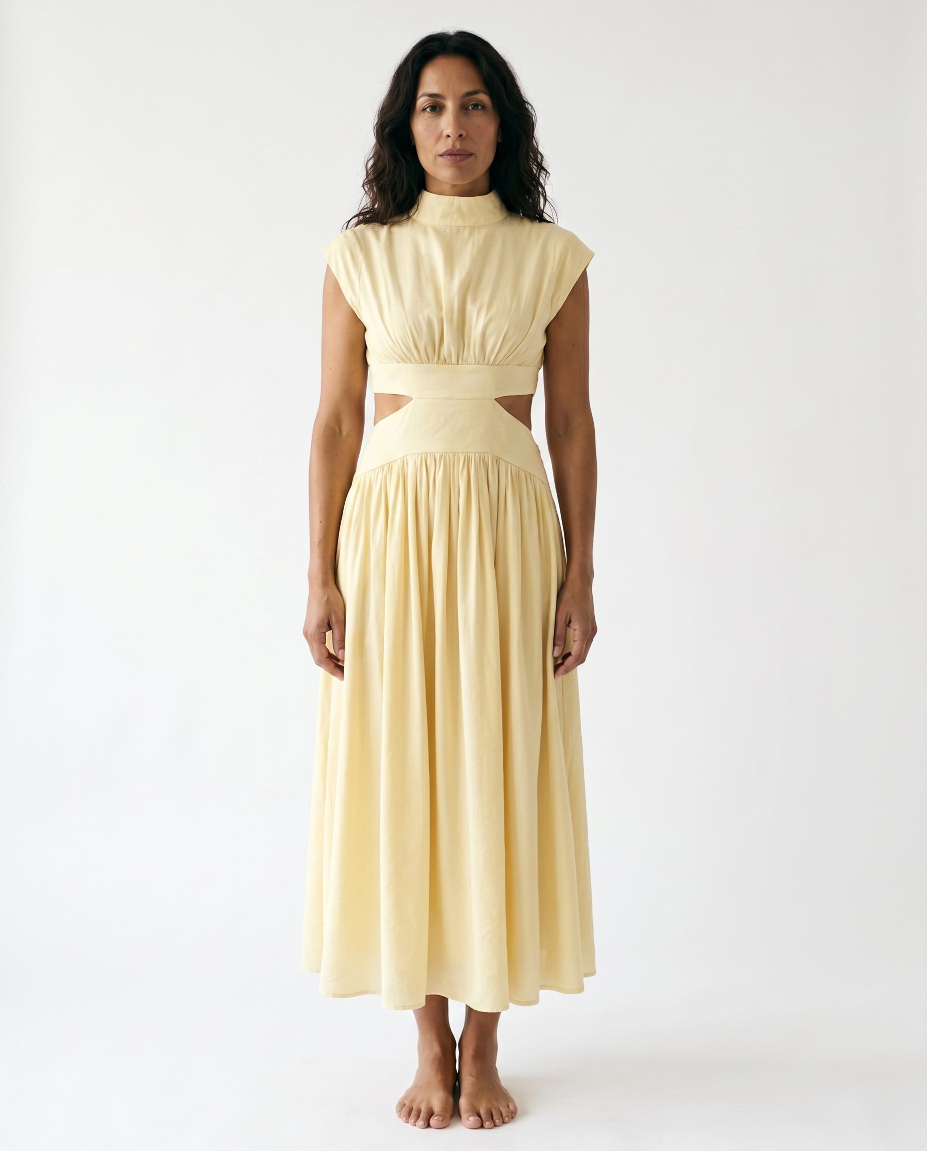 Ella - Cutout Waist High Neck Maxi Dress