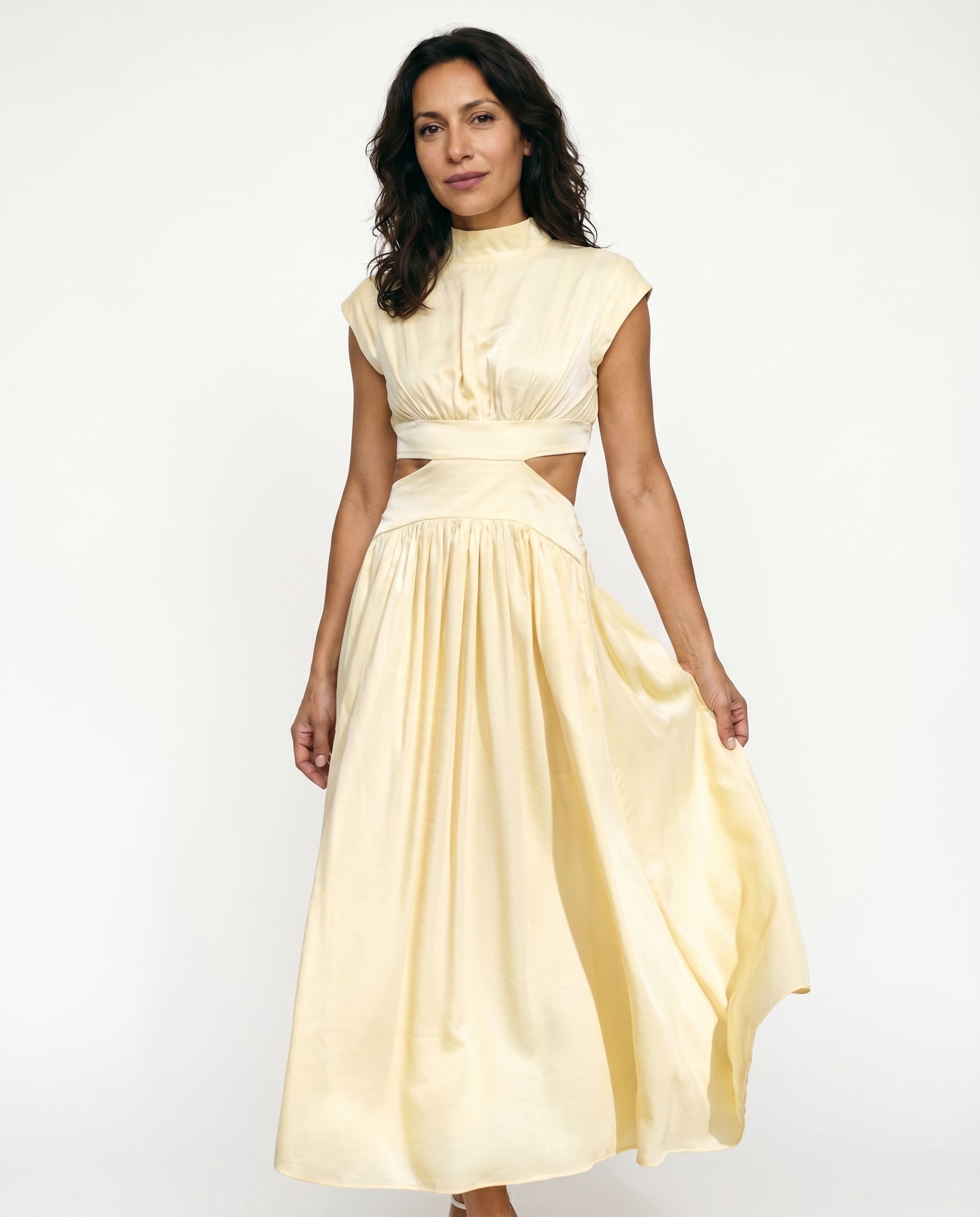Ella - Cutout Waist High Neck Maxi Dress