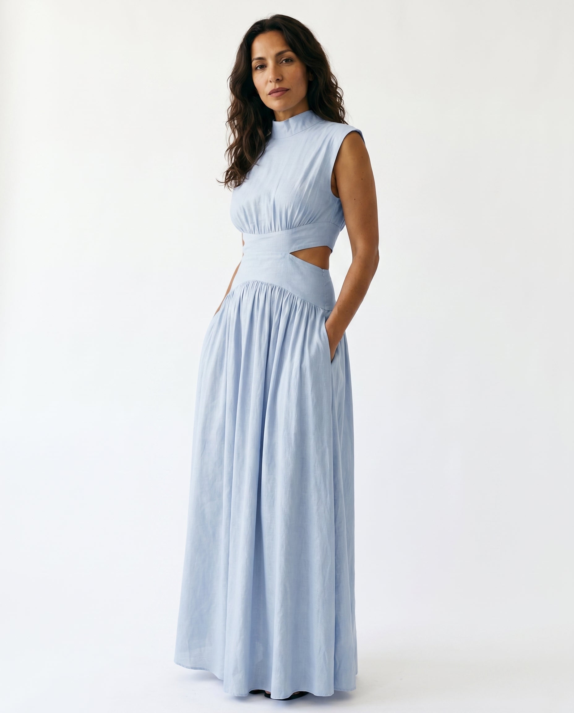 Ella - Cutout Waist High Neck Maxi Dress