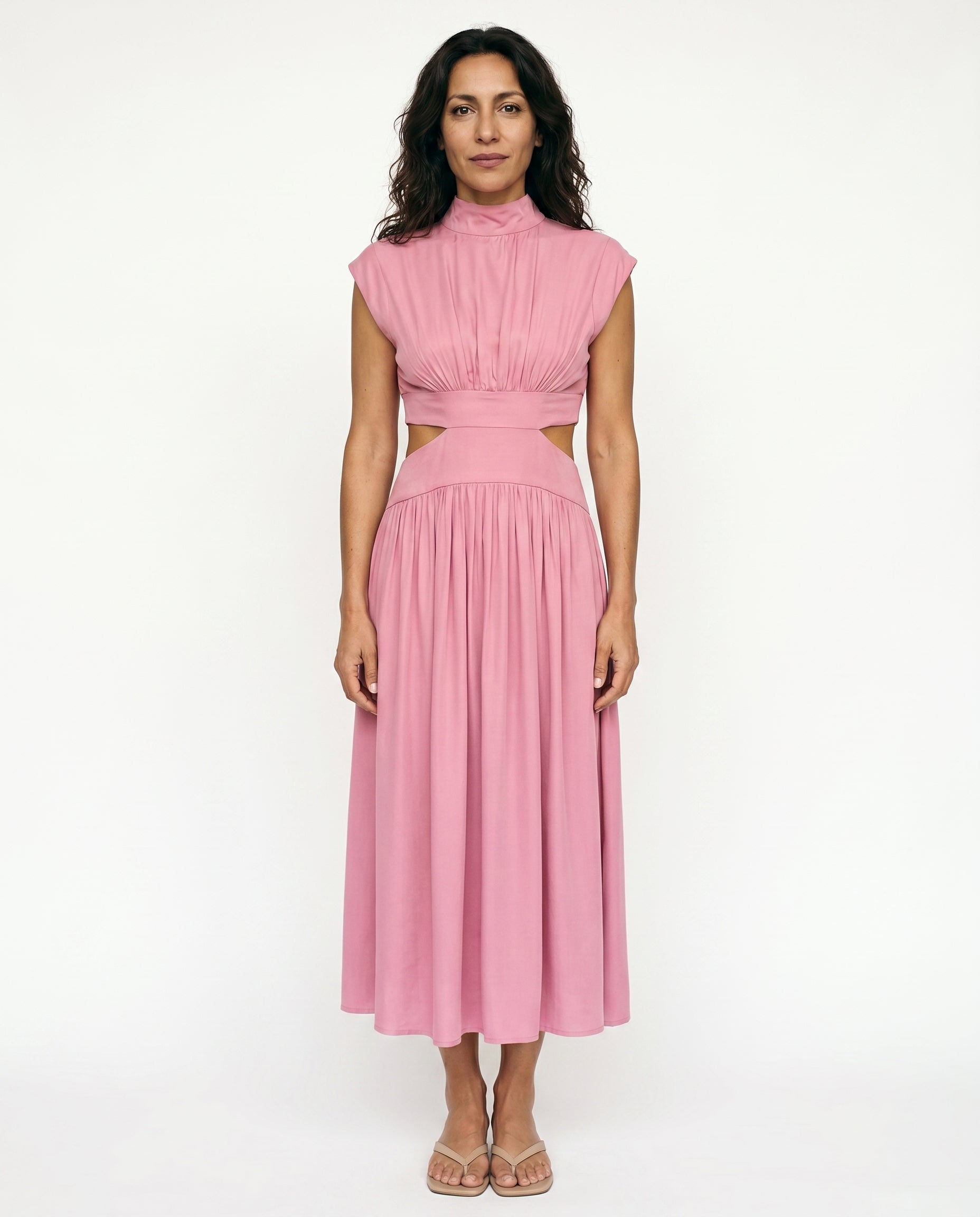 Ella - Cutout Waist High Neck Maxi Dress