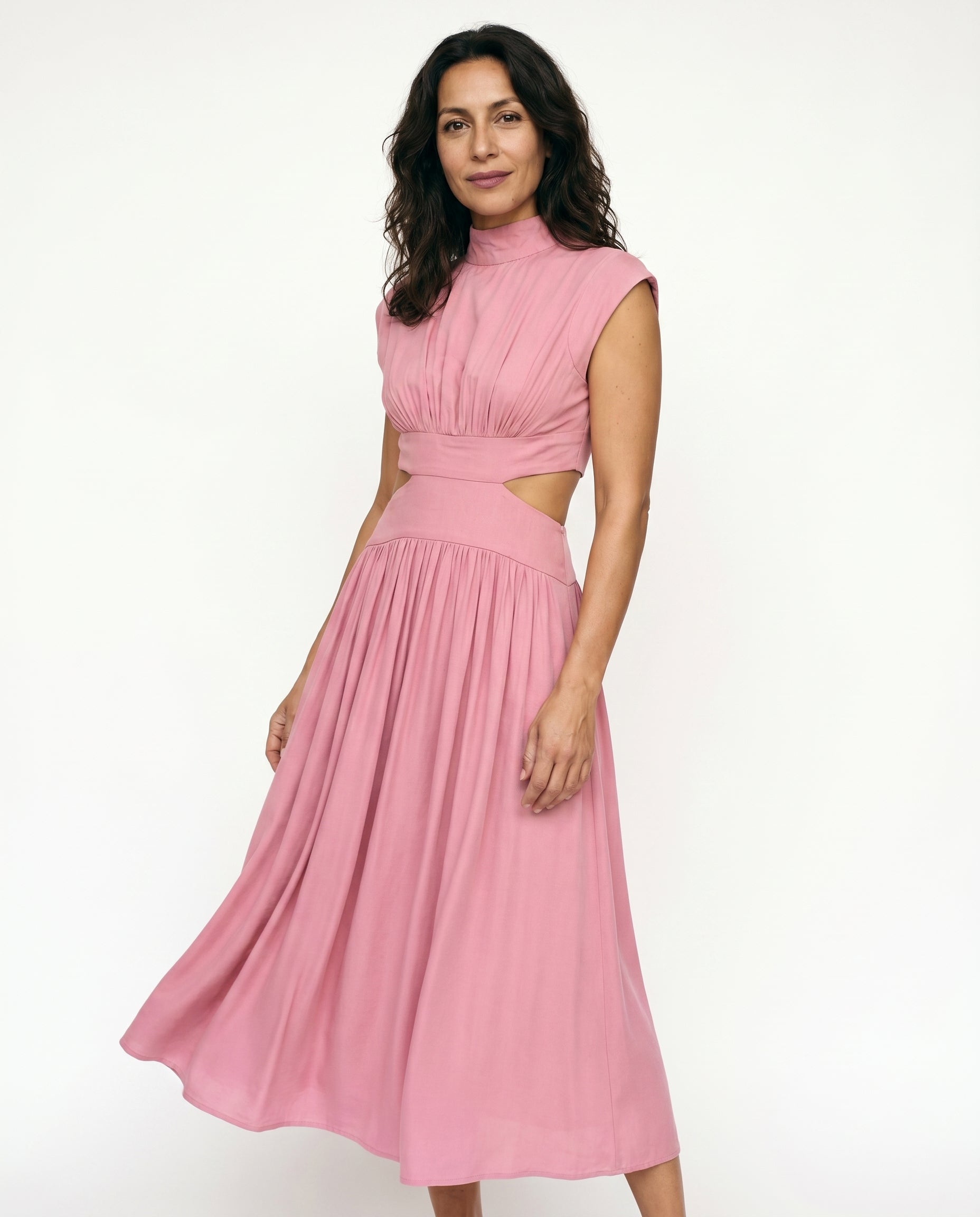 Ella - Cutout Waist High Neck Maxi Dress
