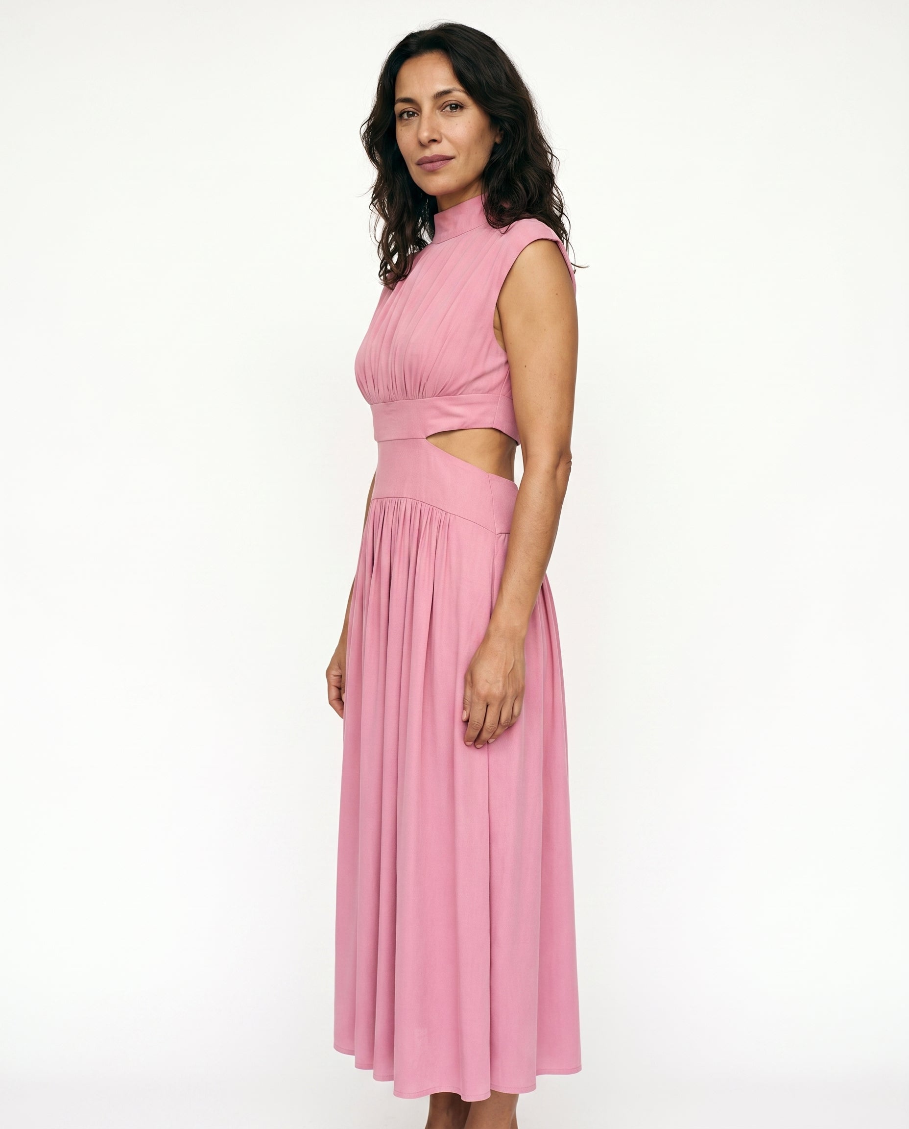 Ella - Cutout Waist High Neck Maxi Dress