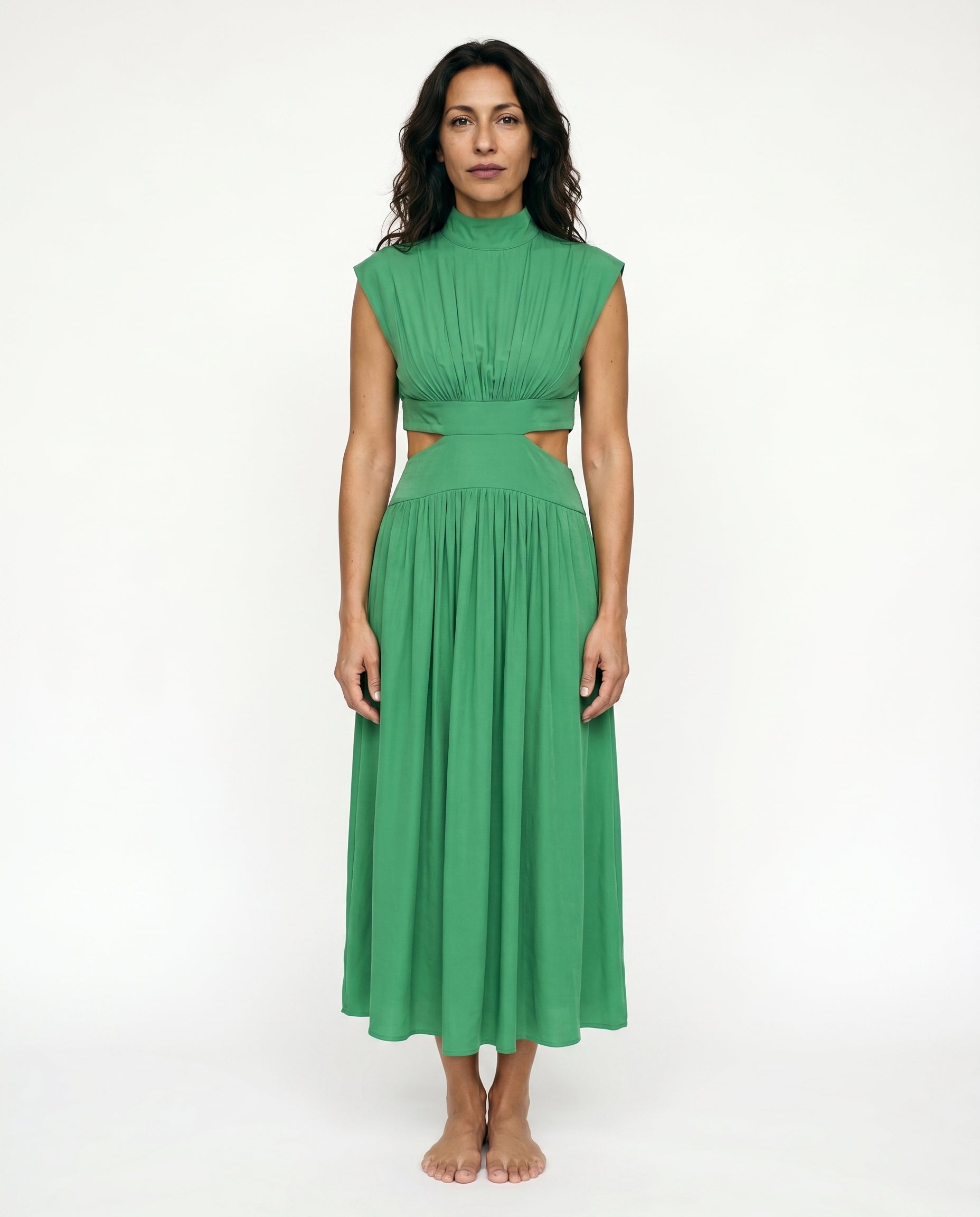 Ella - Cutout Waist High Neck Maxi Dress