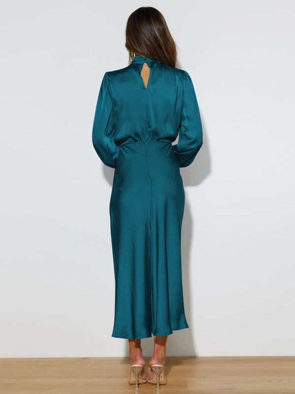 Jocelyn - Vestido largo de cuello alto y manga larga para mujer