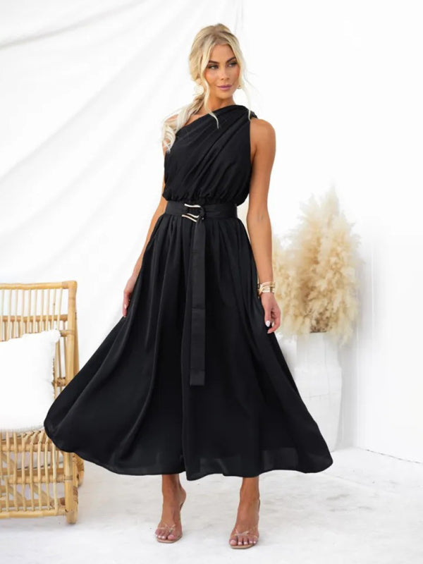 Amelie - Women's One Shoulder Maxi Dress with Slim Waist and Backless Design