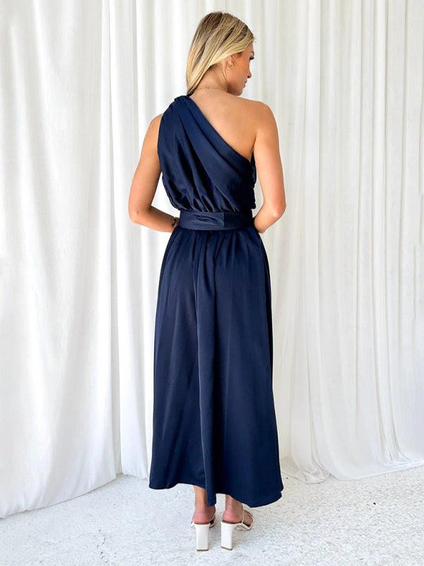 Amelie - Women's One Shoulder Maxi Dress with Slim Waist and Backless Design