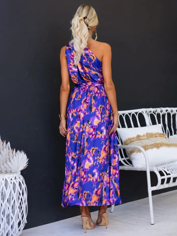 Amelie - Women's One Shoulder Maxi Dress with Slim Waist and Backless Design