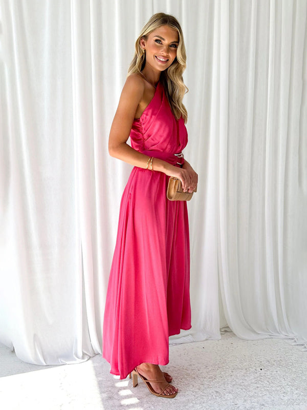 Amelie - Women's One Shoulder Maxi Dress with Slim Waist and Backless Design