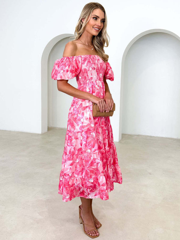 Abby - Women's Off-Shoulder Maxi Dress with Smocked Bodice and Floral Print - photo 4