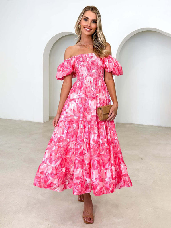 Abby - Women's Off-Shoulder Maxi Dress with Smocked Bodice and Floral Print - photo 1