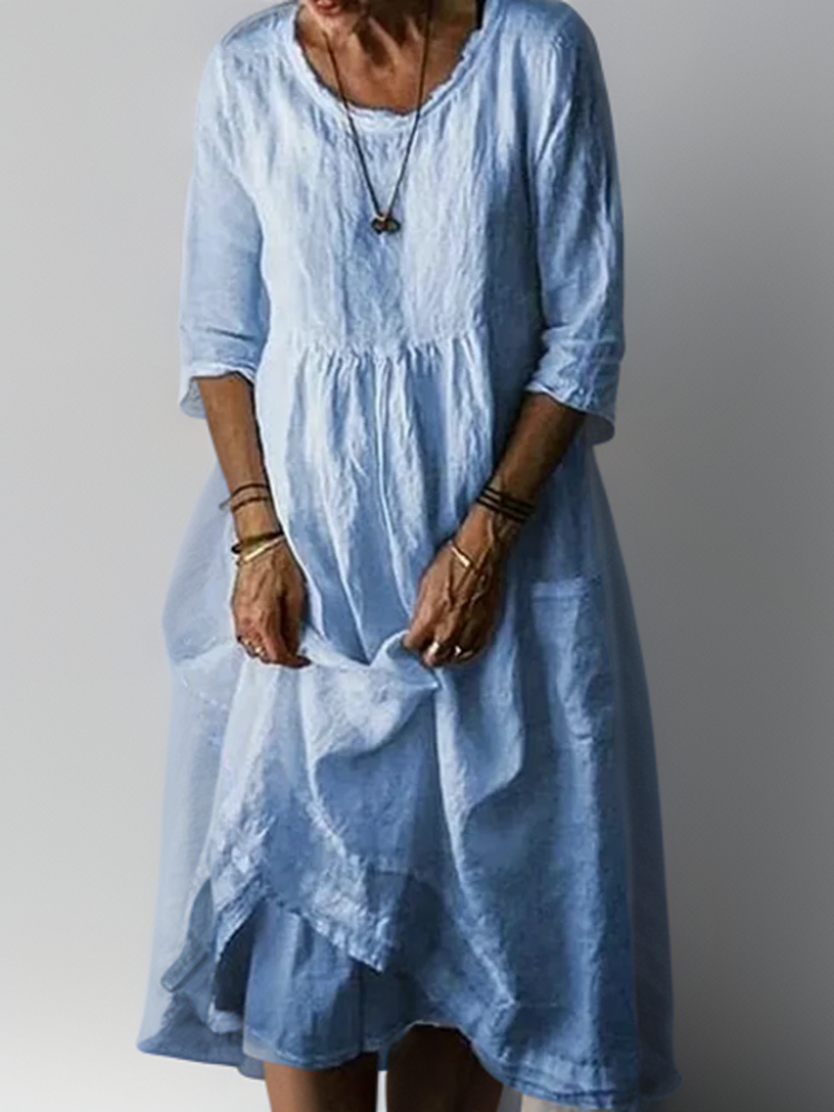 Amelia - Women's Relaxed Fit Maxi Dress with Round Neckline | Plus Size Available