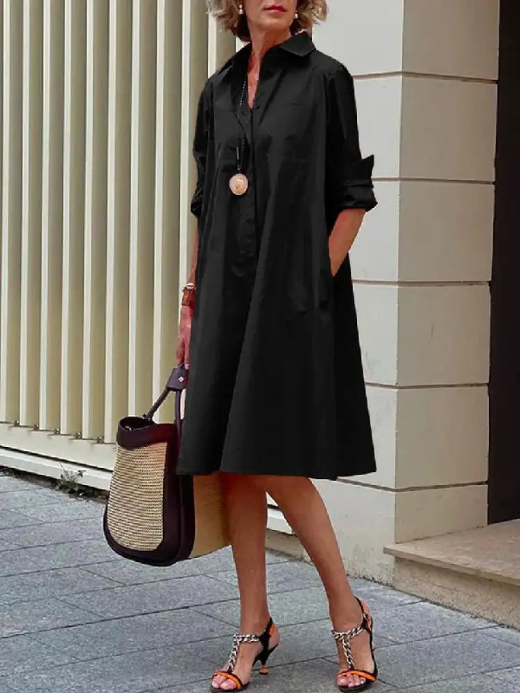 Clio - Women's Relaxed Shirt Dress for Casual and Versatile Styling