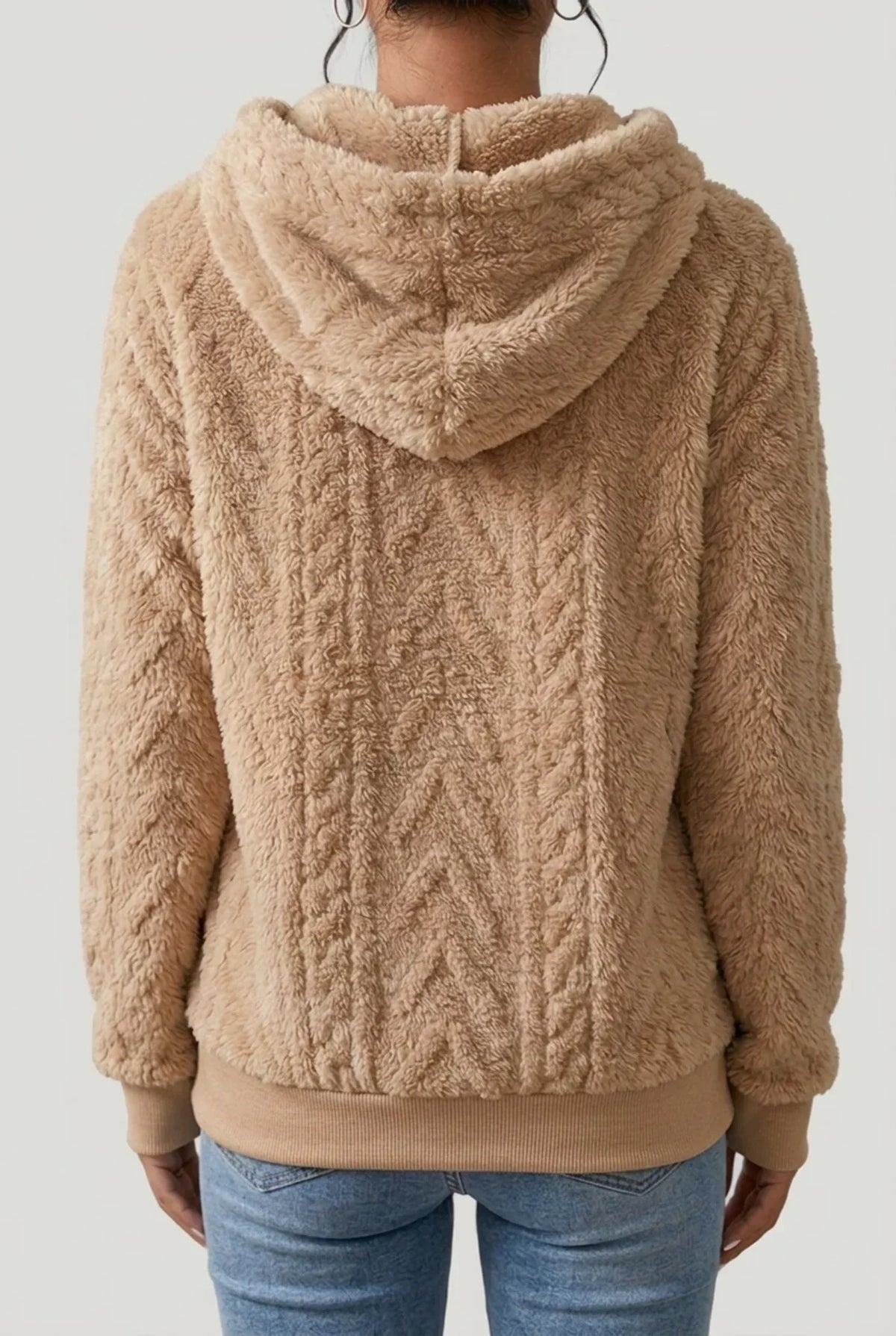 Friedel - Women's Cable Knit Hoodie with Drawstring