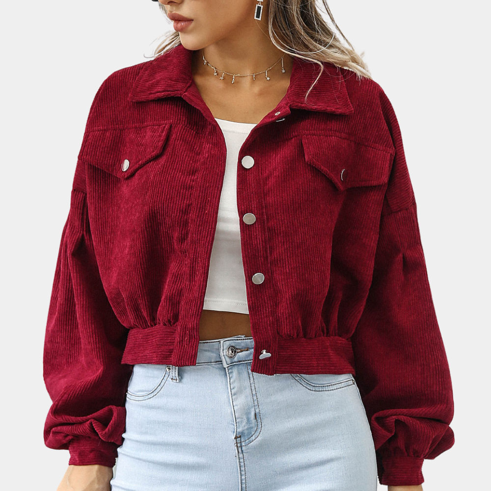 Imani - Women's Jacket in Ribbed Knit with Button Front - photo 1