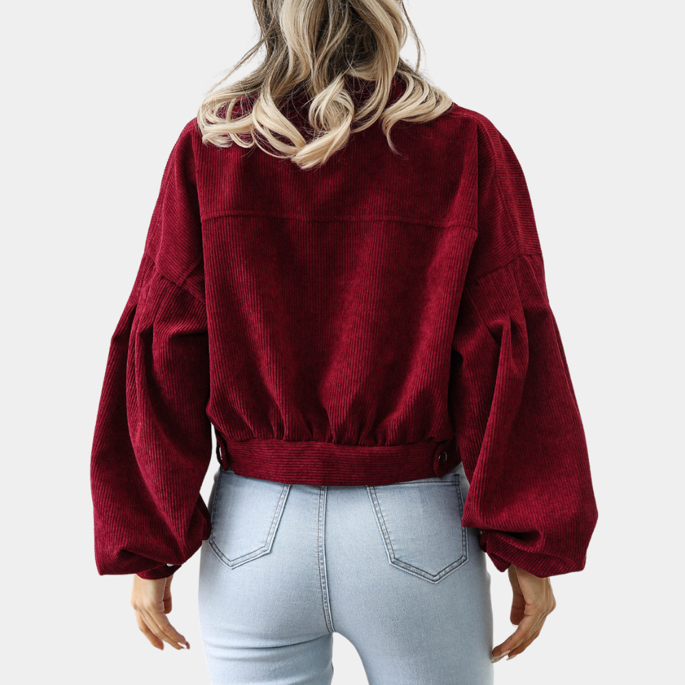 Imani - Women's Jacket in Ribbed Knit with Button Front - photo 6
