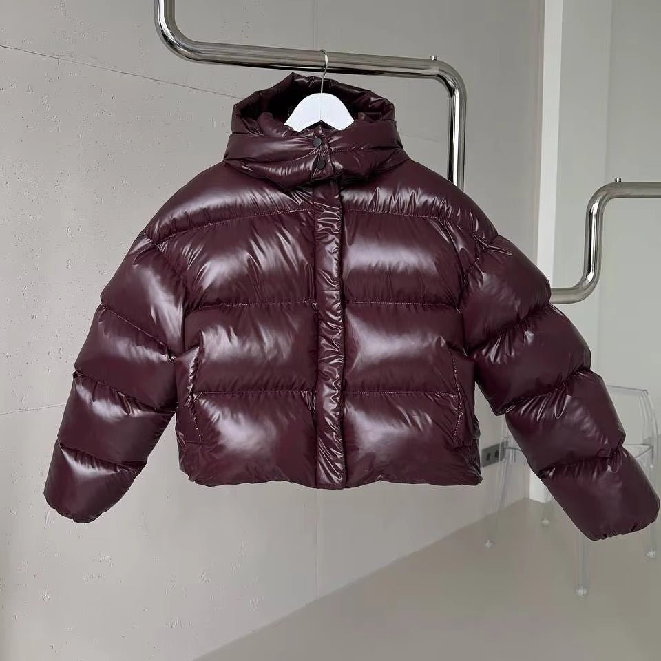 Indigo - Women's Cropped Puffer Jacket with Zip Front - photo 6