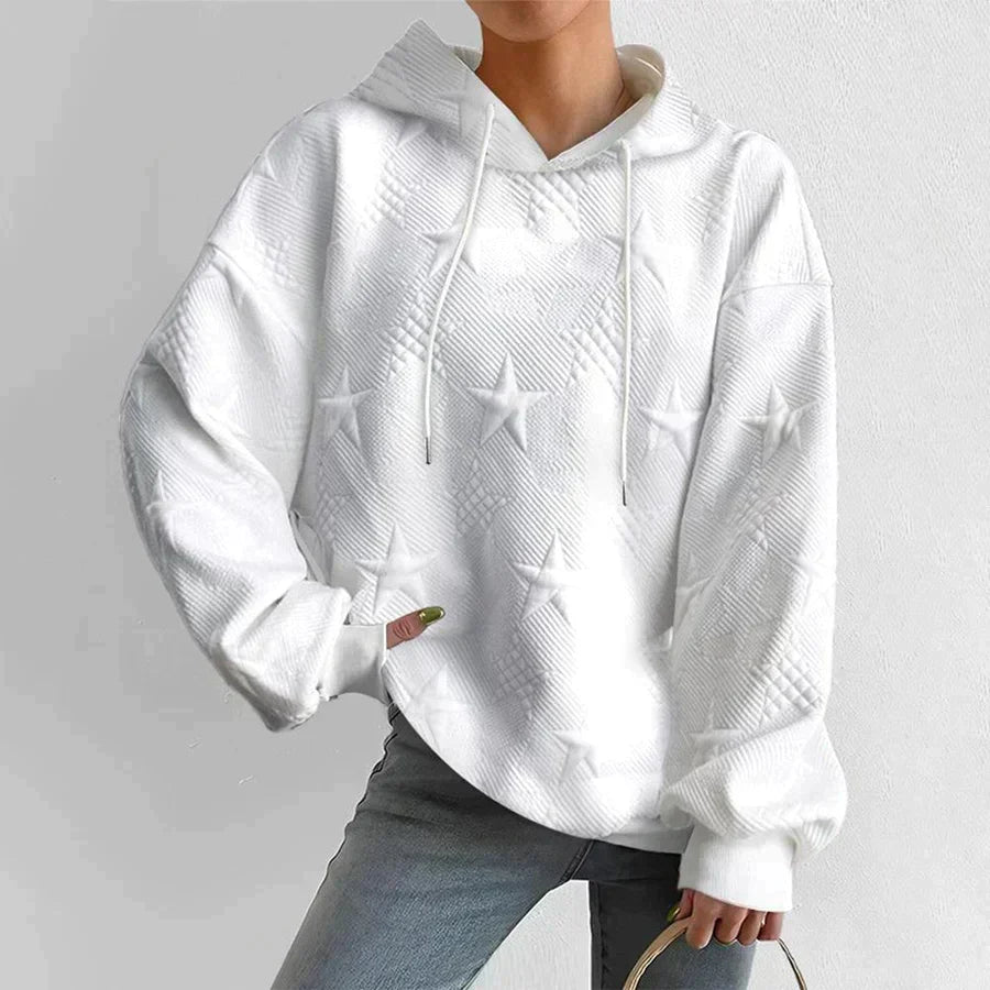Inez - Women's White Knitted Hooded Jumper - photo 1