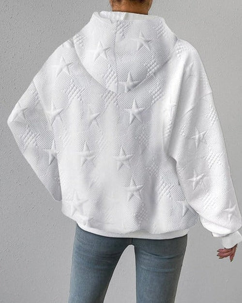 Inez - Women's White Knitted Hooded Jumper - photo 2