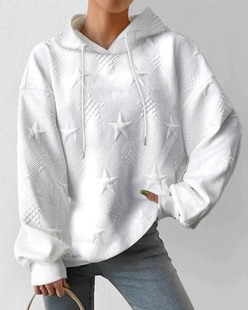 Inez - Women's White Knitted Hooded Jumper - photo 3