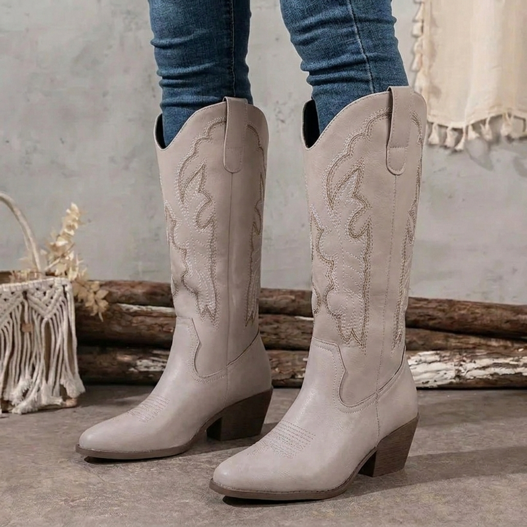 Iris - Women's Embroidered Cowgirl Boots with Block Heel - photo 9