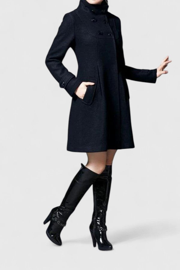 Women's Flared Hooded Coat with Side Pockets