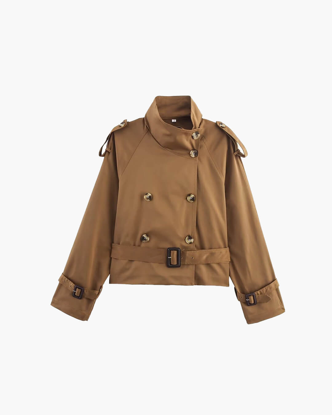 Isla - Women's Cropped Trench Coat with Tie Belt - photo 10