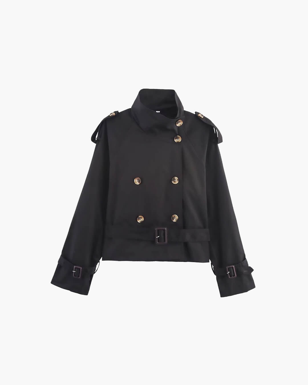 Isla - Women's Cropped Trench Coat with Tie Belt - photo 11