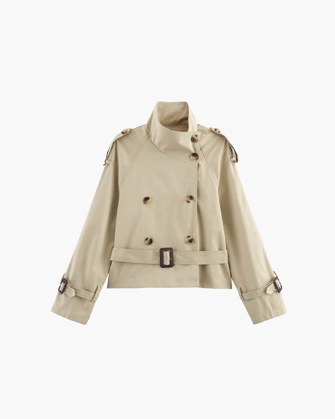 Isla - Women's Cropped Trench Coat with Tie Belt - photo 2