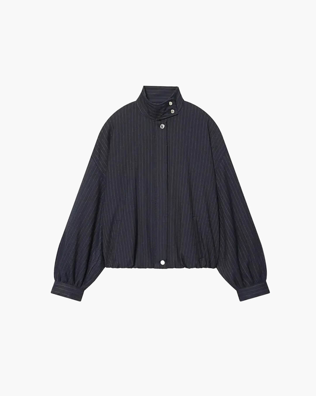 Ivy - Women's Relaxed Bomber Jacket in Stripe with Button Front - photo 6