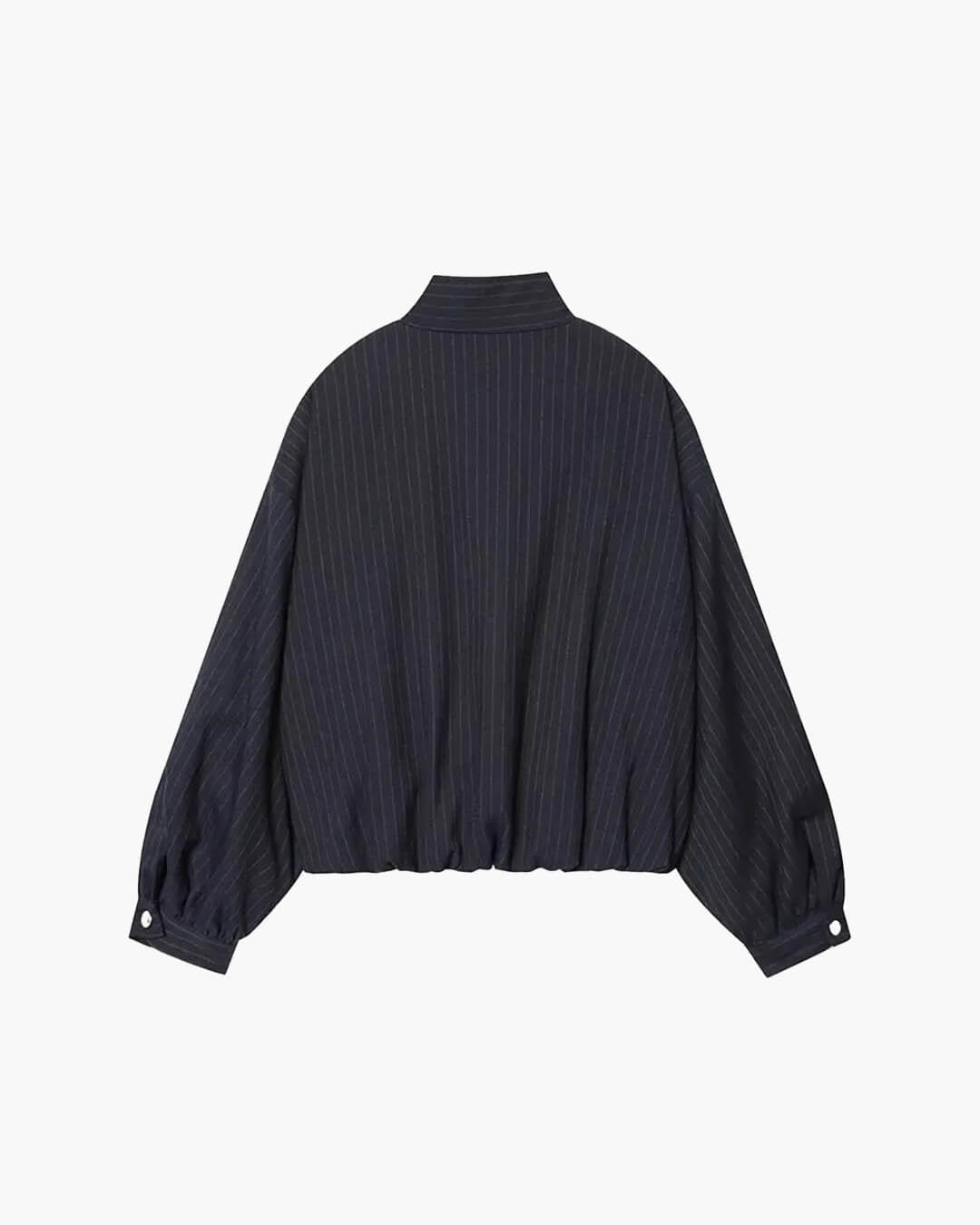 Ivy - Women's Relaxed Bomber Jacket in Stripe with Button Front - photo 7