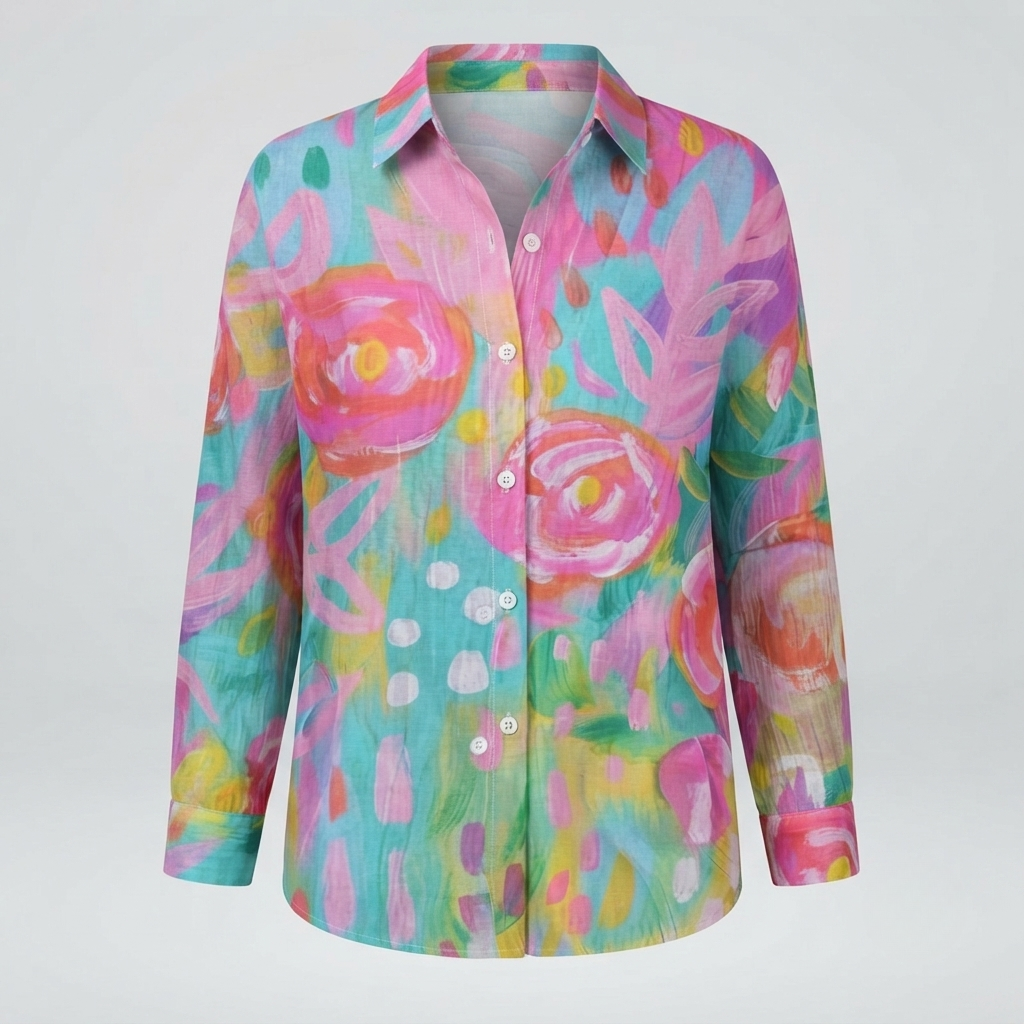 Ivy - Women's Vibrant Floral Print Cotton Blouse - photo 2