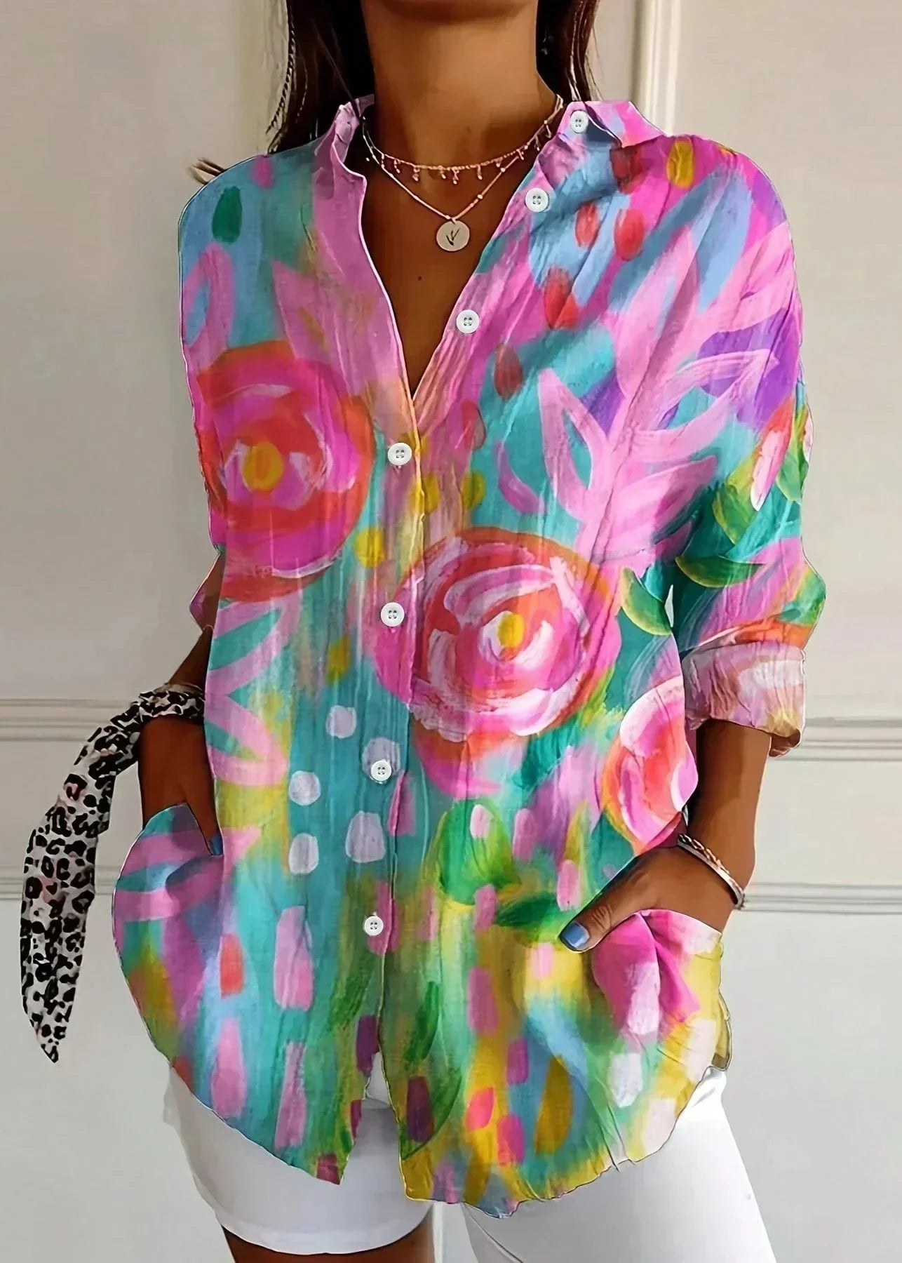 Ivy - Women's Vibrant Floral Print Cotton Blouse - photo 3