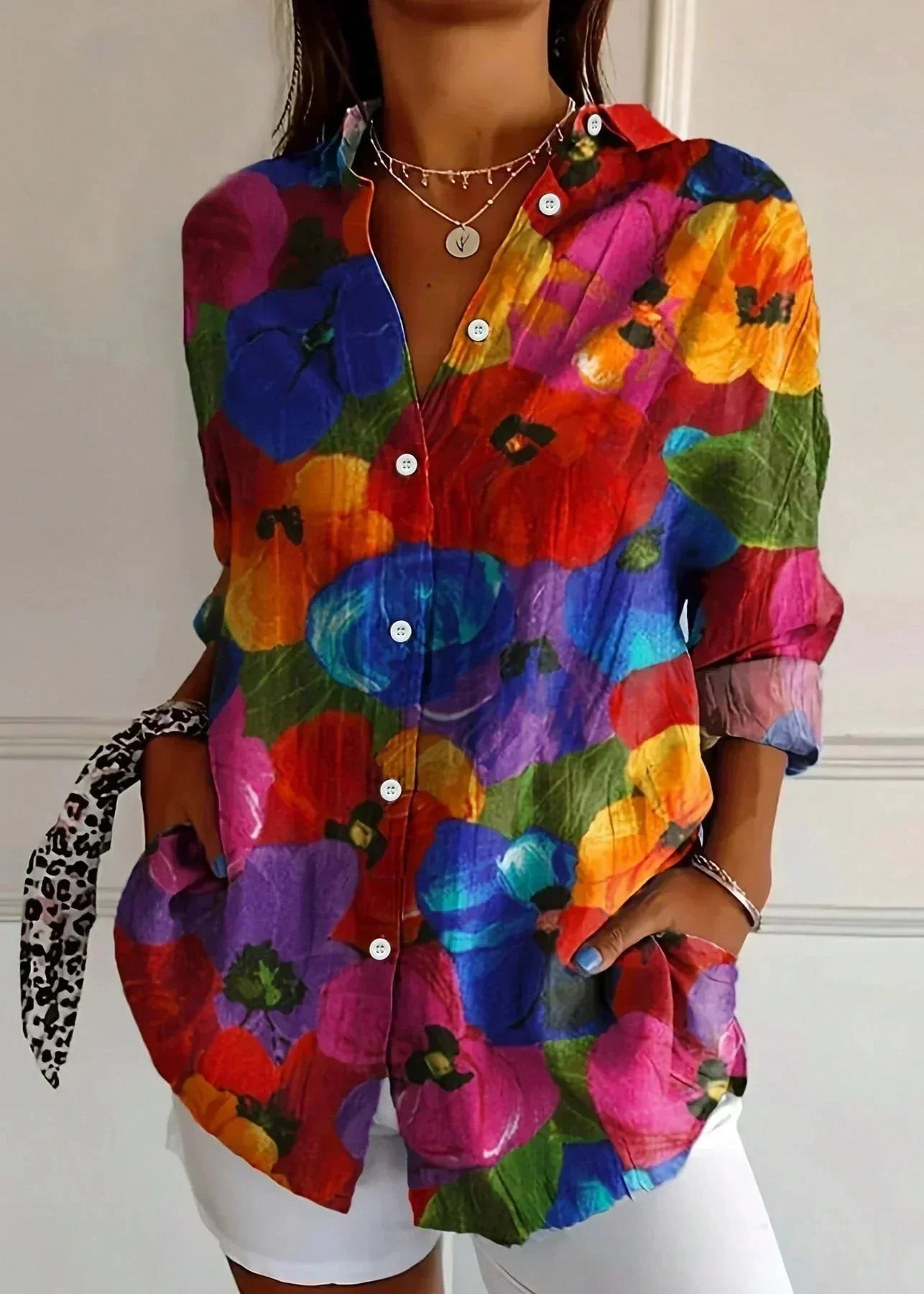 Ivy - Women's Vibrant Floral Print Cotton Blouse - photo 8