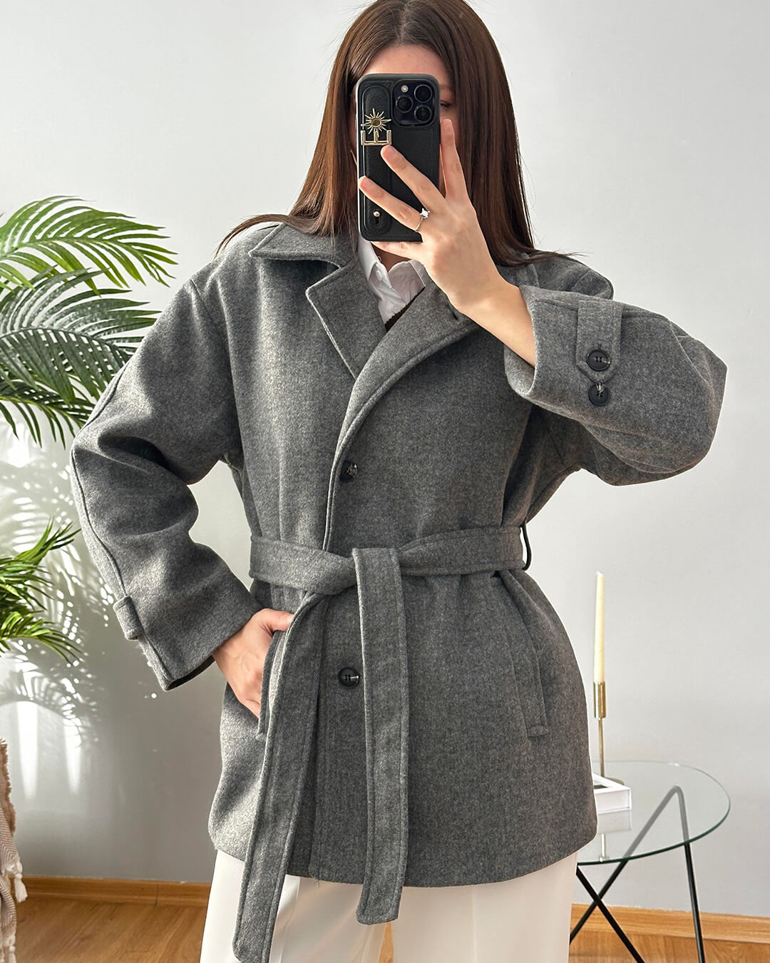 Jade - Women's Coat with Tie Belt - photo 1