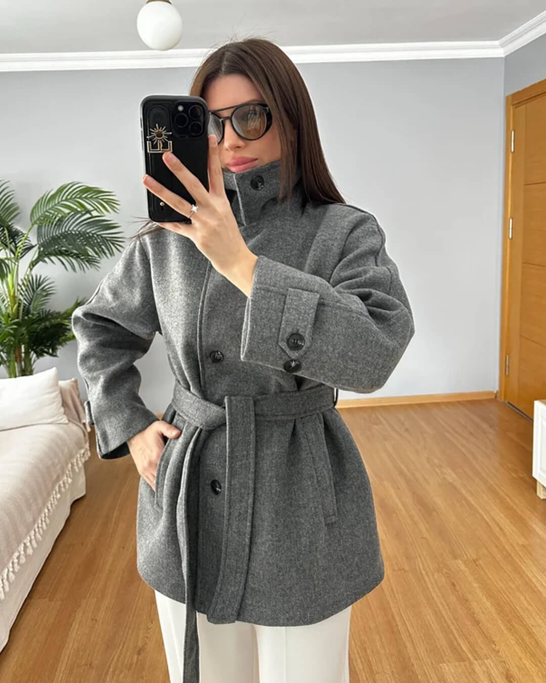Jade - Women's Coat with Tie Belt - photo 4