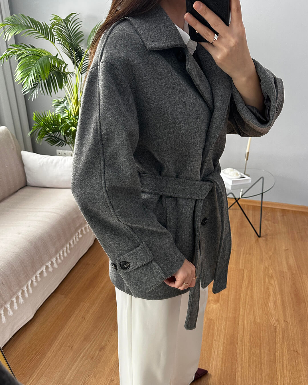 Jade - Women's Coat with Tie Belt - photo 7