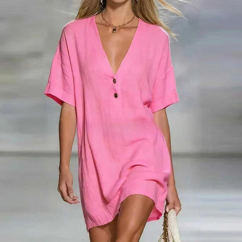 Janella - Women's Button Front Mini Shirt Dress - photo 2