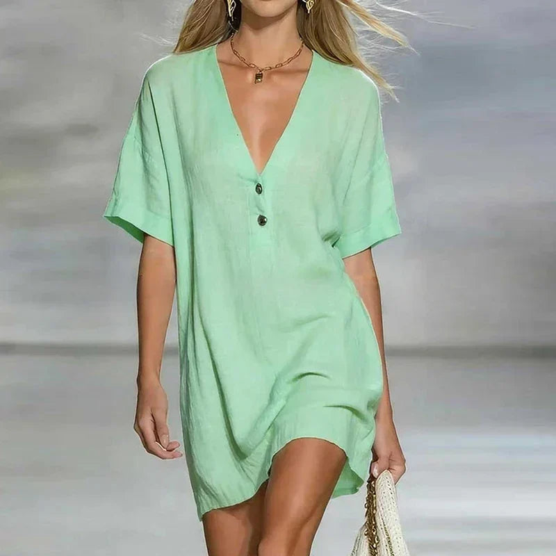 Janella - Women's Button Front Mini Shirt Dress - photo 3