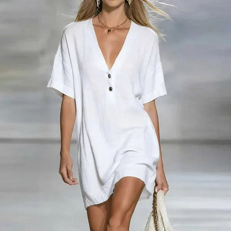 Janella - Women's Button Front Mini Shirt Dress - photo 4