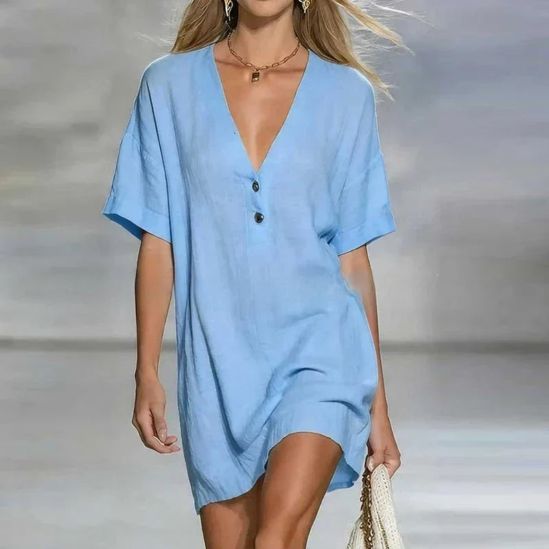 Janella - Women's Button Front Mini Shirt Dress - photo 5
