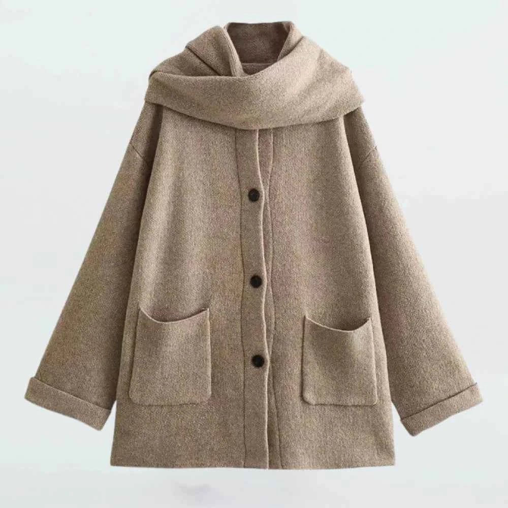 Janet - Women's Relaxed Jacket in Knit with Button Front - photo 1