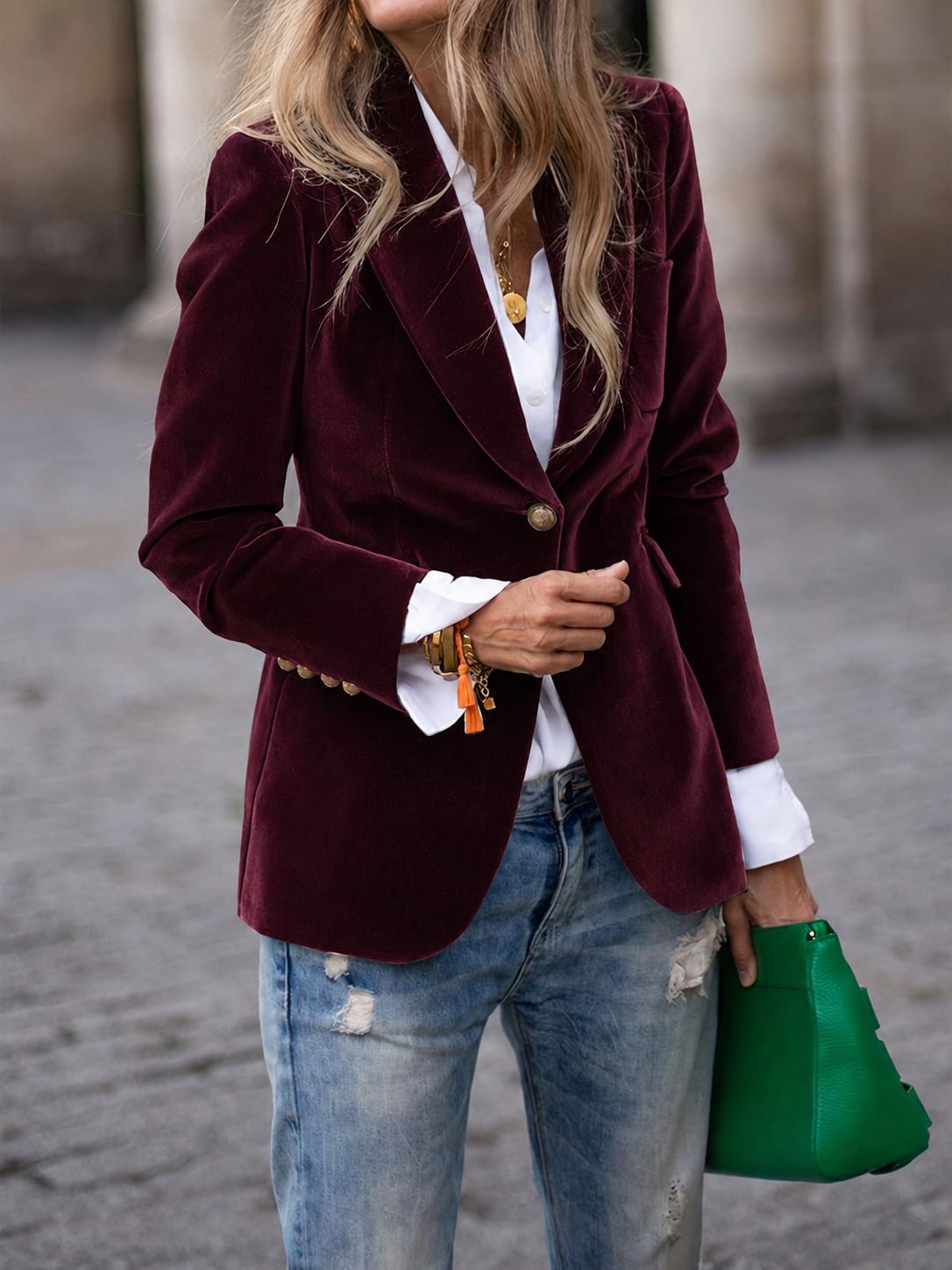 Jayne - Women's Single Button Velvet Blazer - photo 1