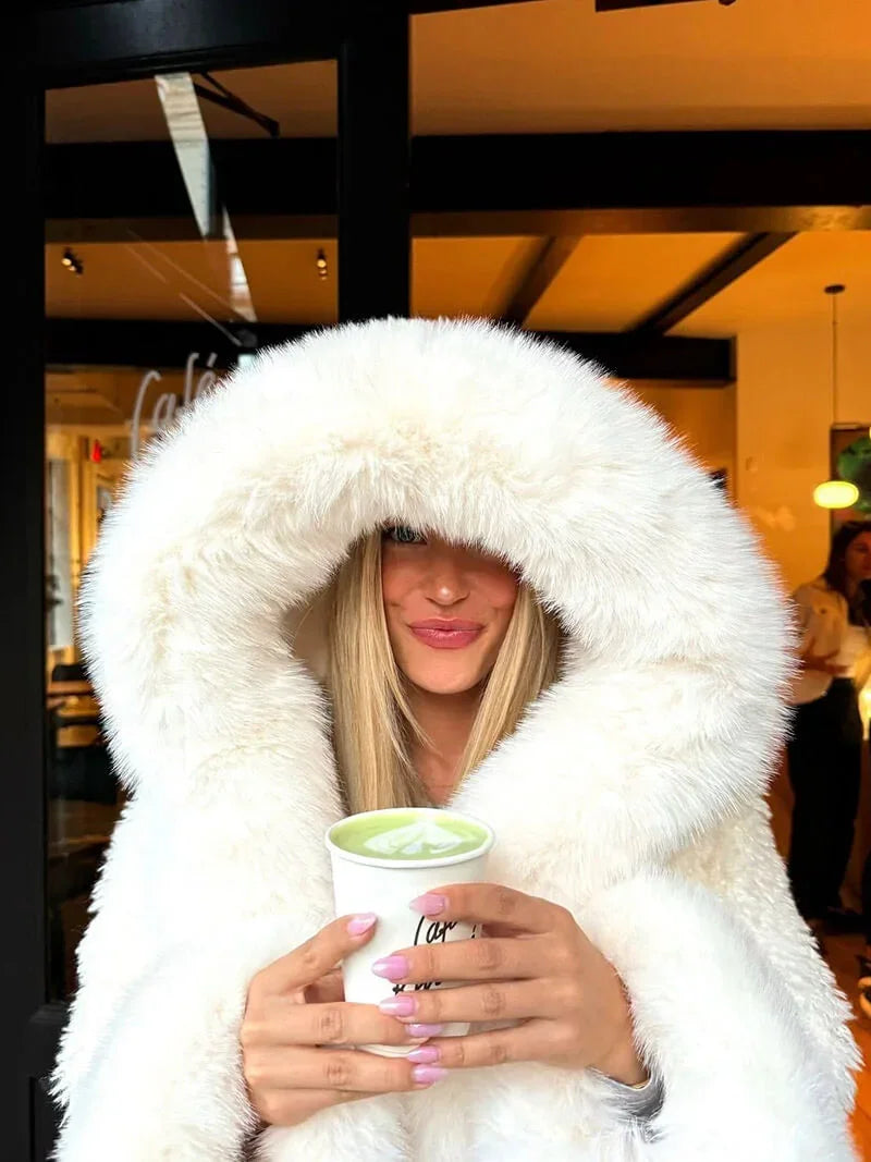 Jemma - Women's Wrap Coat with Hood - photo 2