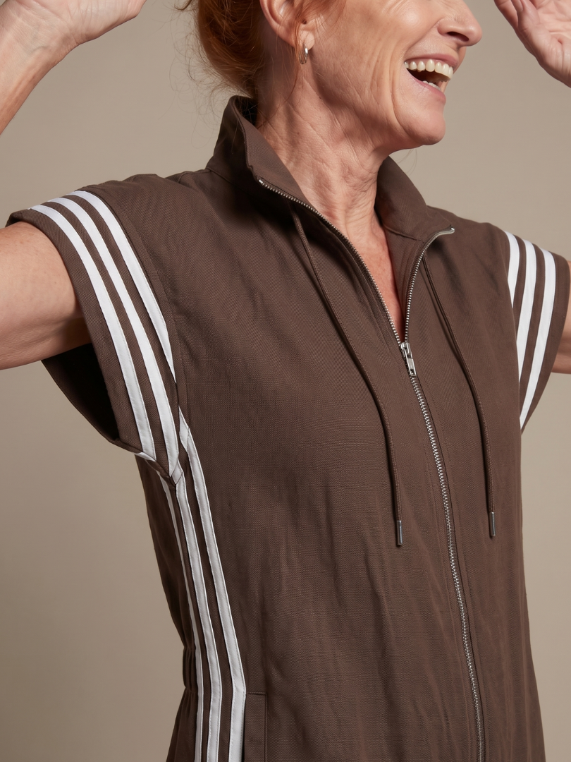 Jennie - Women's Zip Front Jumpsuit with Stripe Panels - photo 15