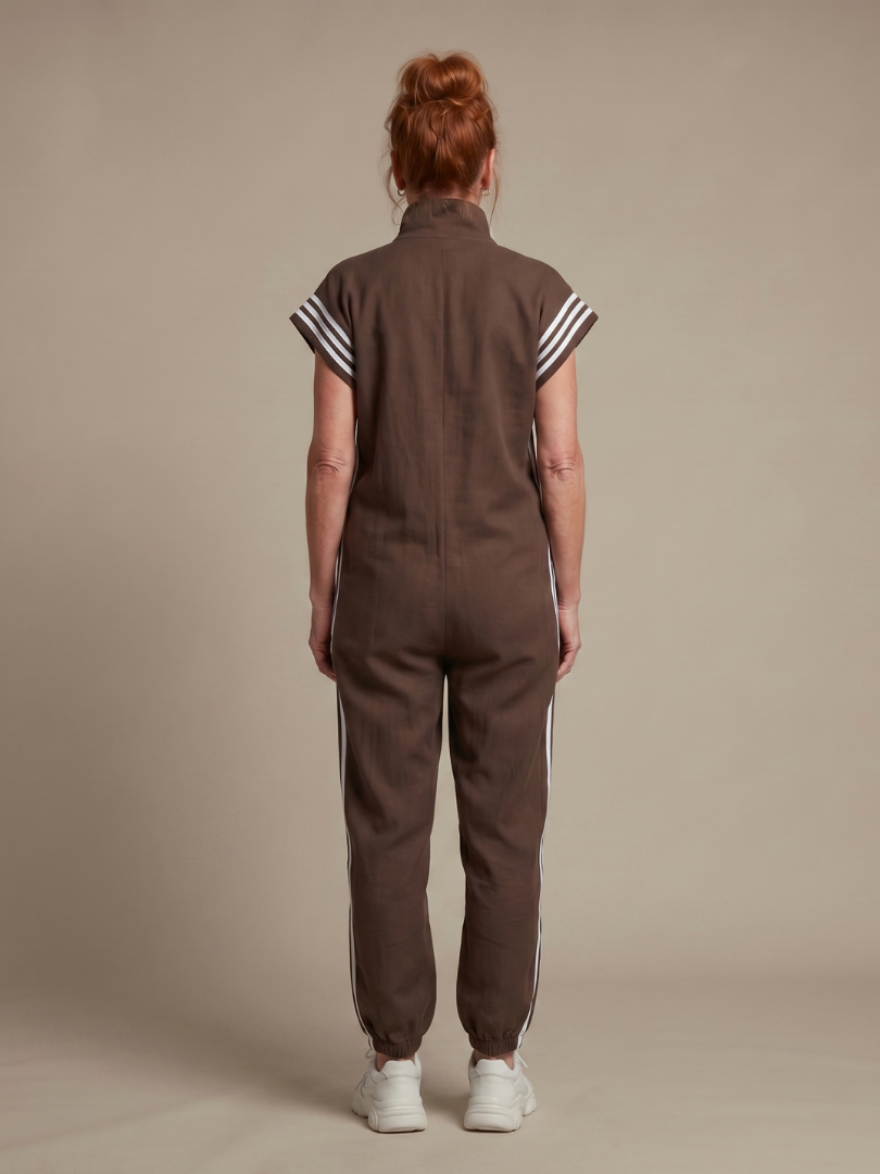 Jennie - Women's Zip Front Jumpsuit with Stripe Panels - photo 16