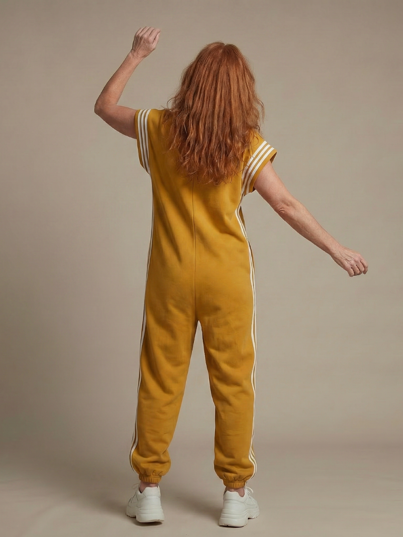 Jennie - Women's Zip Front Jumpsuit with Stripe Panels - photo 8